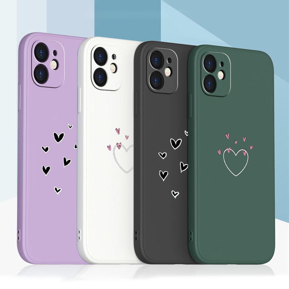 N83 Сердце и лист с ремешком Силиконовые чехлы для телефонов с прямым краем для Xiaomi Poco X5 F6 Redmi Note 13 Pro 12C Realme C55 Противоударный чехол Huawei