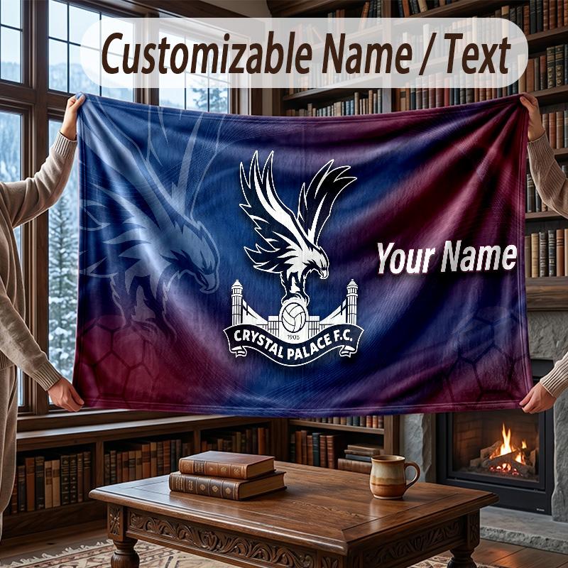 Custom Name Flannel Throw Blanket Crystal Palace Pattern Warm Home Decoration