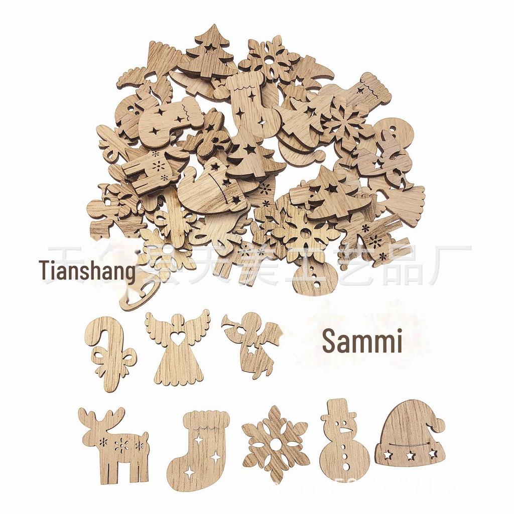 Рождественское украшение ручной работы из деревянной щепы «Ангел» и «Снеговик»