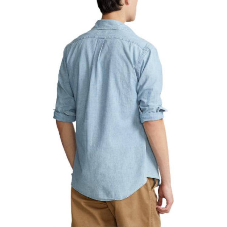 Polo Ralph Lauren FW22 Solid Logo Embroidered Polo Shirt Men Shirts Blue MNPOWOV16820203-400