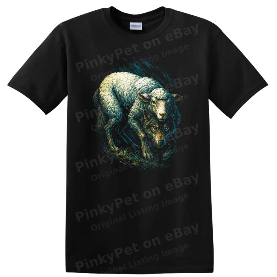 Wolf and Sheep Dark Urban Streetwear Graphic T Shirt Cool Design Tee