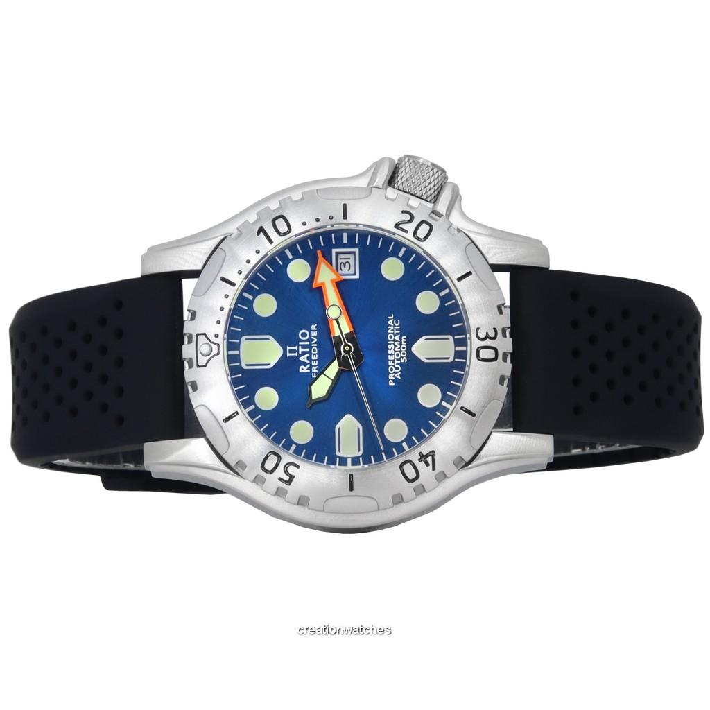 Ratio FreeDiver Профессиональный сапфировый синий Sunray Циферблат Автоматический RTF019 500M Мужские часы