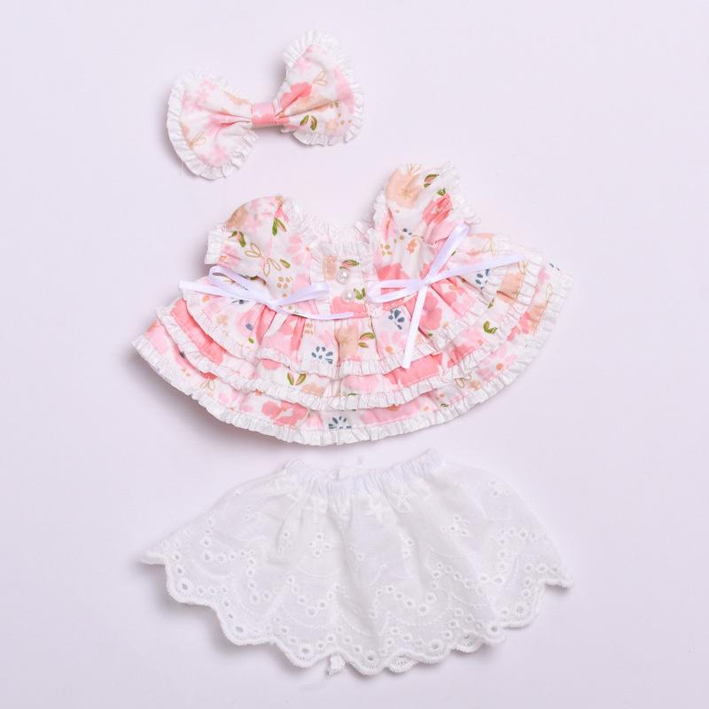 Одежда для куклы Baby Three 20 см, комплект цветочного платья с бантом на голову для куклы Baby Three 20 см, глухая коробка