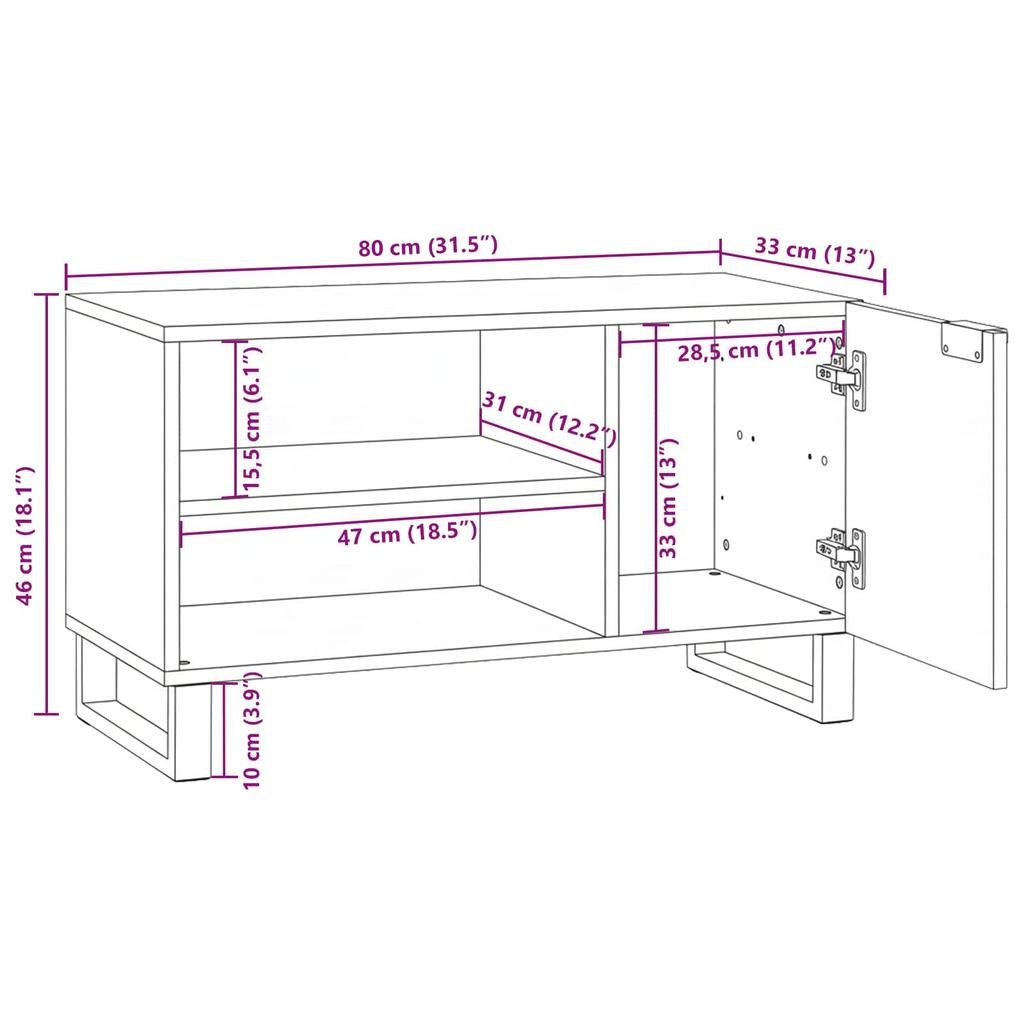 TV Stand Walnut 80 x 33 x 46 cm Particleboard