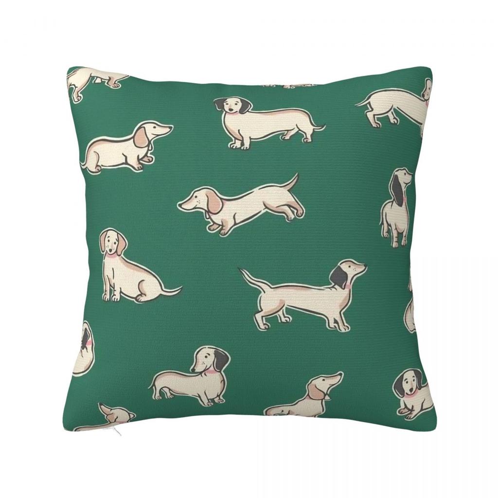 Sighthound Pet Dachshund Animal Hip Hop Cute Square Pillow Cases Dog Lover Cushion Cover Vintage Decorative Pillowcase for Home