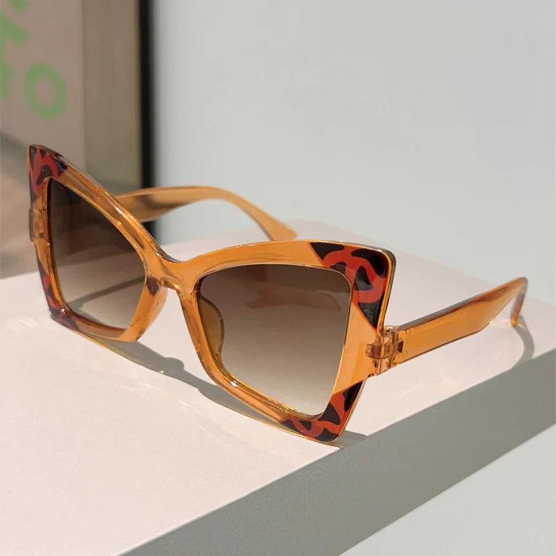 Солнцезащитные очки в форме бабочки Женские Стильные Большие Градиентные Декорированные Солнцезащитные очки Модный Дизайн Бренда Отпуск Повседневные Очки