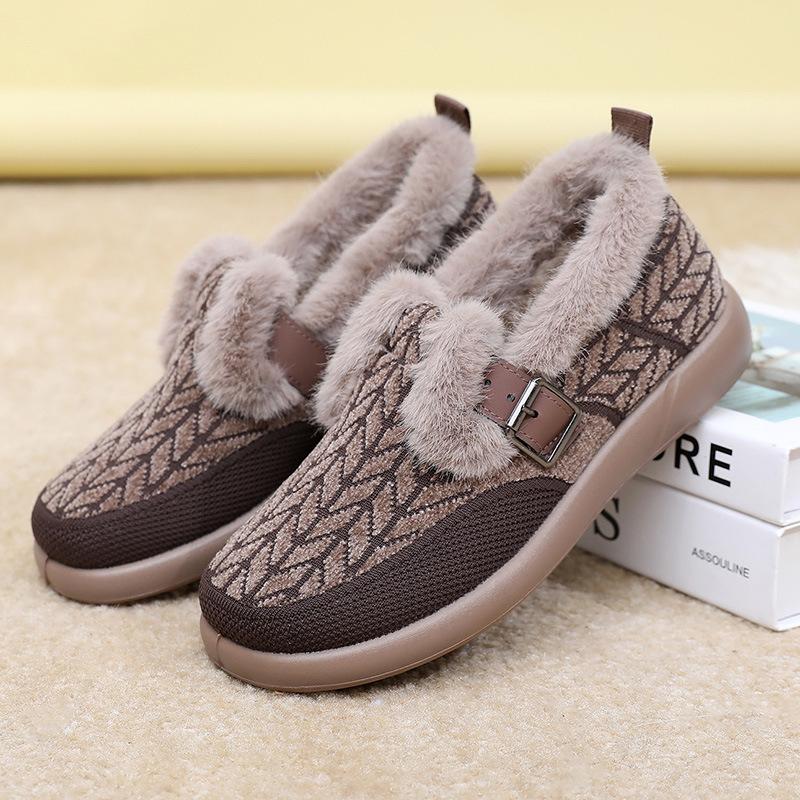 Women's Winter Warm Fluffy Loafers Casual Non-Slip Comfortable Work Flats for Women Fleece Lined Walking Shoes Faux Suede Outdoor Plush Short Boots