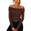 2026 Women's Sexy Off Shoulder Slim Fit Long Sleeve Top - One Shoulder Fitted Tee