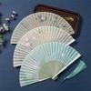 Бамбуковый антикварный складной веер Веер в китайском стиле Летний женский веер для танцев Портативный элегантный веер с цветами Ручной веер Изысканные подарки Декор