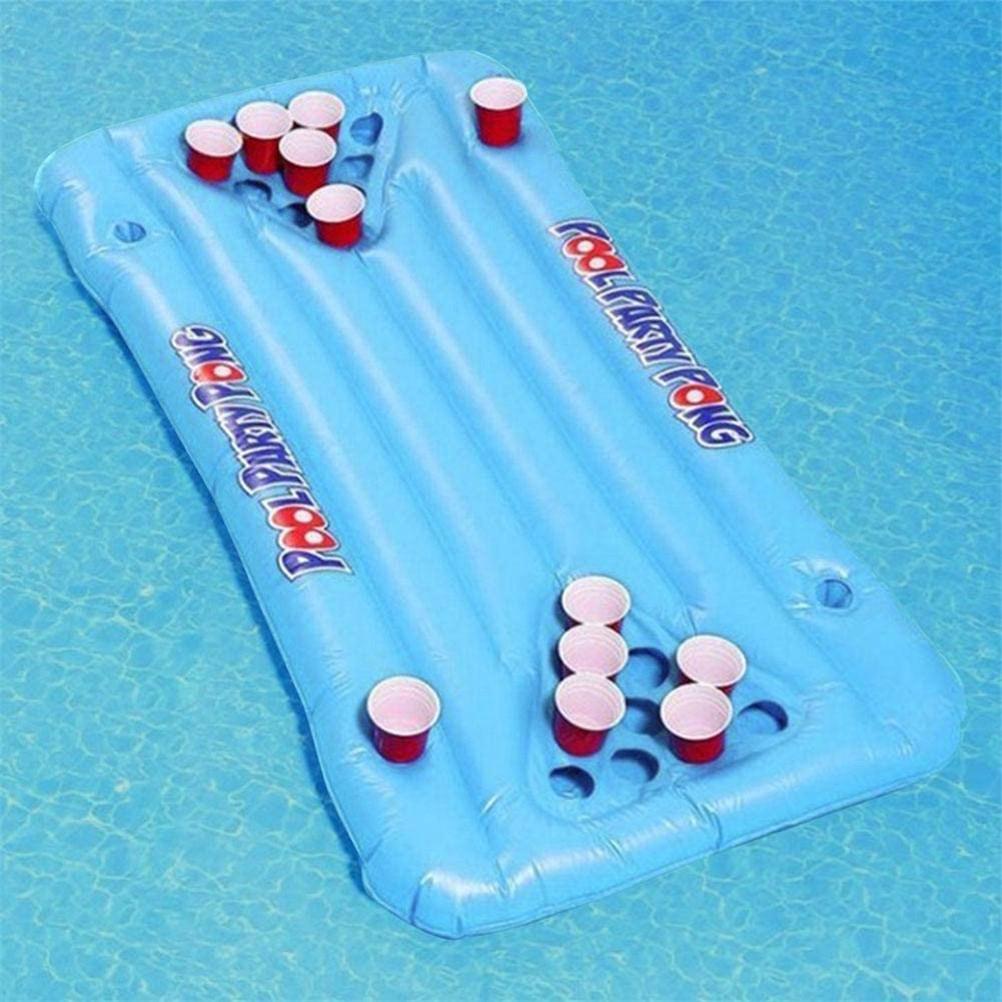 Swimming Pool Game Floating Inflatable Beer Pong Table Bar Tray Inflatable Cup Holder Water Pool Party Entertainment & Ice Tank