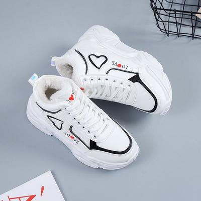 Зимние женские высокие кроссовки 2024 года, новые теплые повседневные туфли Love Woman из плюша и бархата, женская спортивная обувь на платформе Zapatillas Mujer