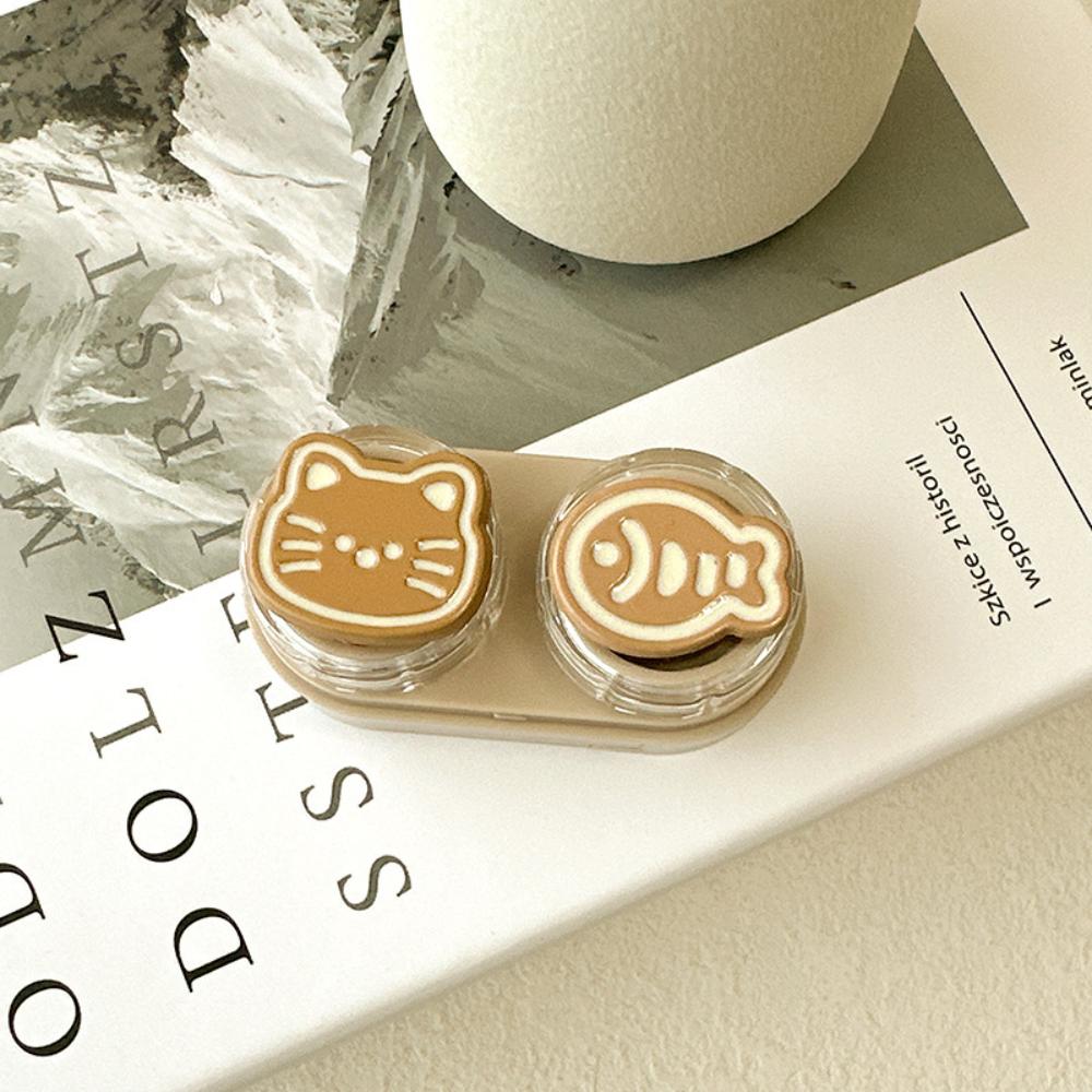 New Cute Cat Contact Lens Case Eyes Contacts Care Container Box Mini Portable Cartoon Travel Holder Storage Box Gift