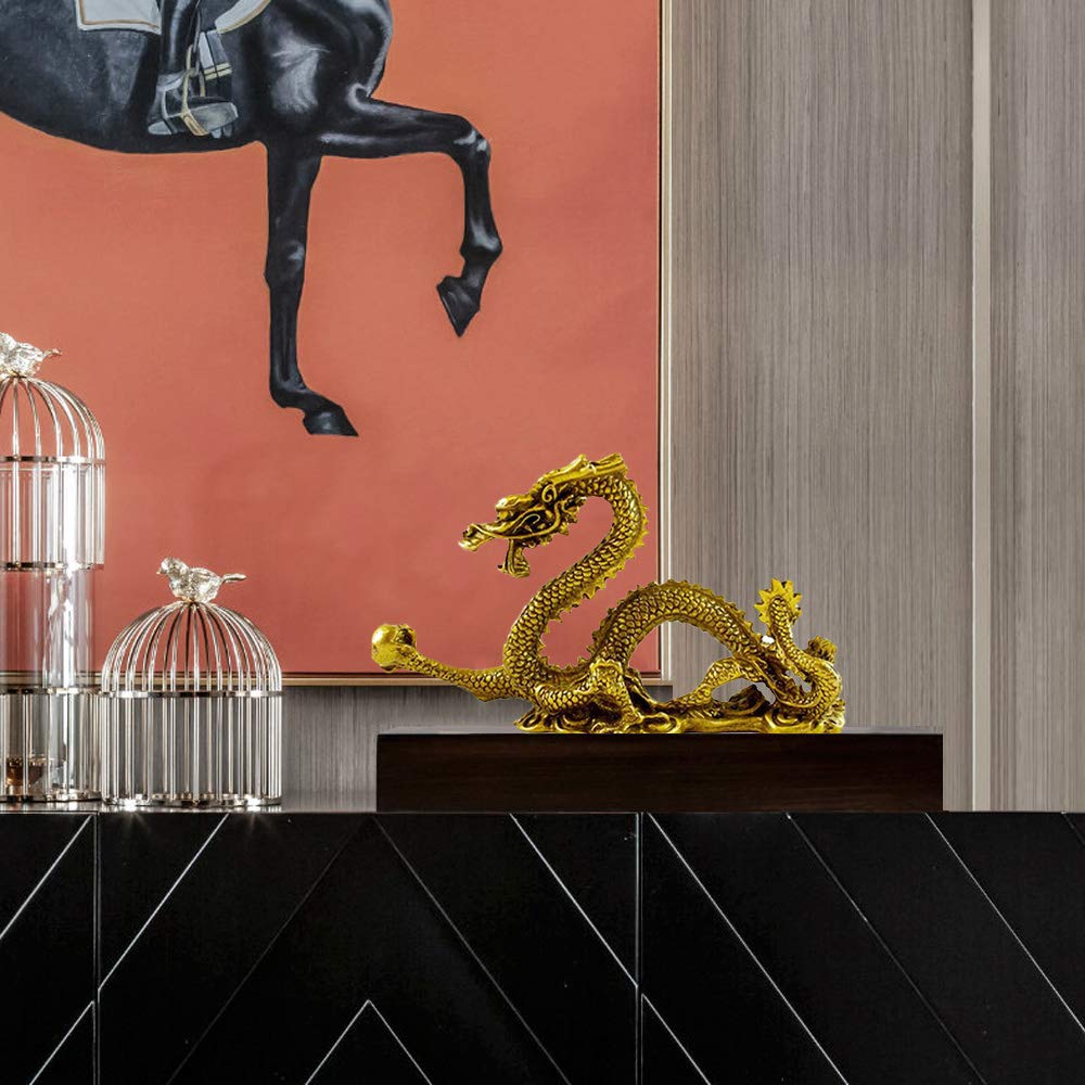 Gold Dragon for Good Five Dragon and Water Cup Dragon and Water Cup Enhance the Water Feng Shui Good Rising Feng Shui Zodiac Lucky Ward Off Auspicious