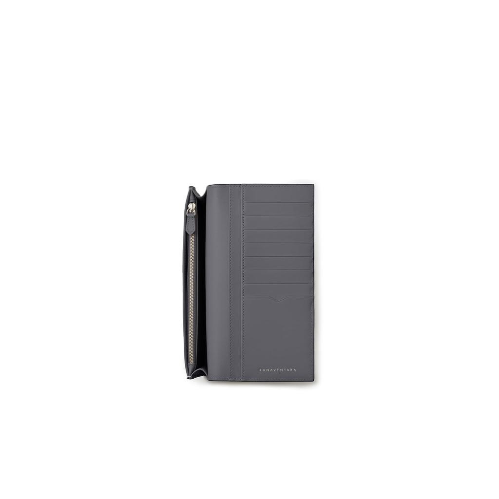 BONAVENTURA Bifold Long Wallet Made with the finest European this genuine leather wallet makes a great gift (Charcoal) - leather, (BWAT35-CG).