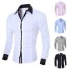 Patchwork Turn-down Collar Men Shirt Top Long Sleeve Buttons Closure Business Shirt Male Clothing