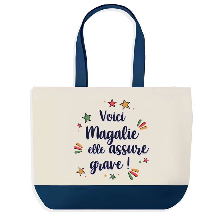 Tote bag - PLANETEE - Magalie - fond bleu - Coton - 40 x 45 cm