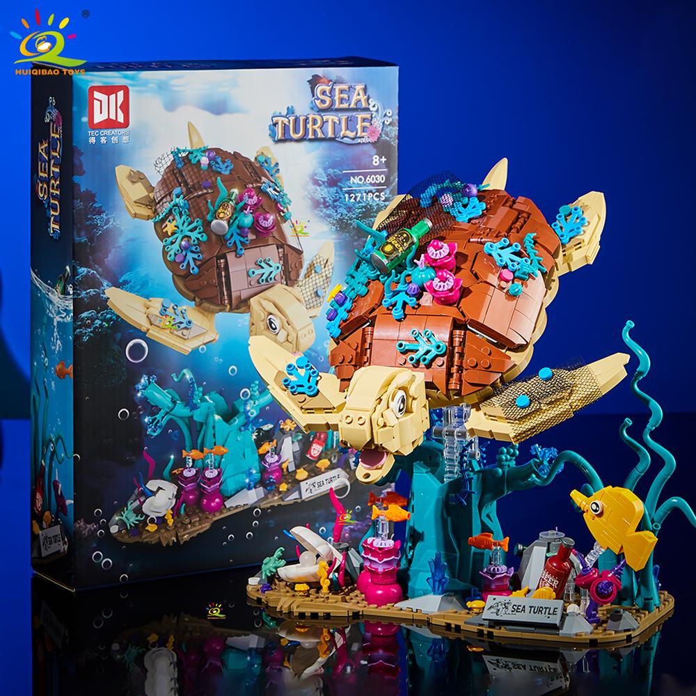 1271Pcs Moc Sea Turtle Model Building Block Fish Animal Series Brick Construction Toy For Children Desk Home Decoration