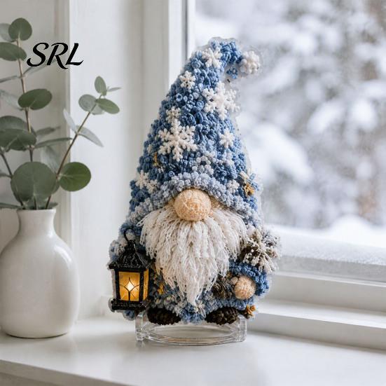 No Sew Fabric Art Projects Gnome Poke Kit, Festive Designs, DIY Craft Handmade Making Supplies Halloween Christmas Ornament for Holiday Table