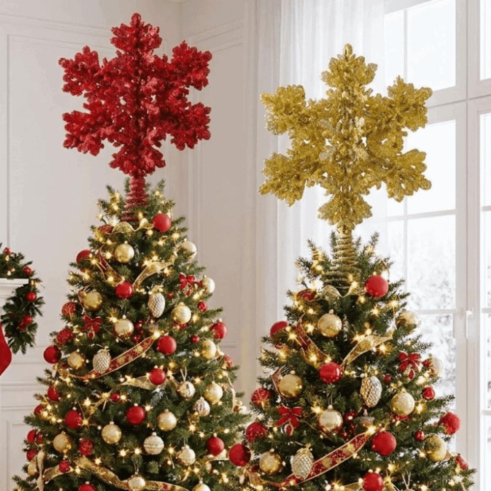 Iron Christmas Tree Topper Metal Spring Base Snowflake Christmas Tree Ornaments Winter Party Decor