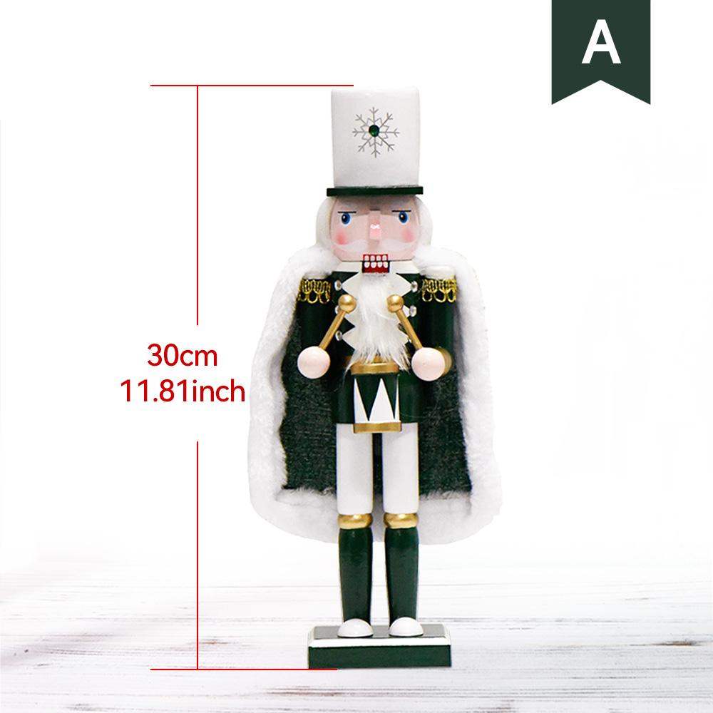 30CM Nutcracker Miniature Wooden Nutcracker Puppet Ornament Desktop Decoration Cloak Walnut Soldier Christmas Home Decoration