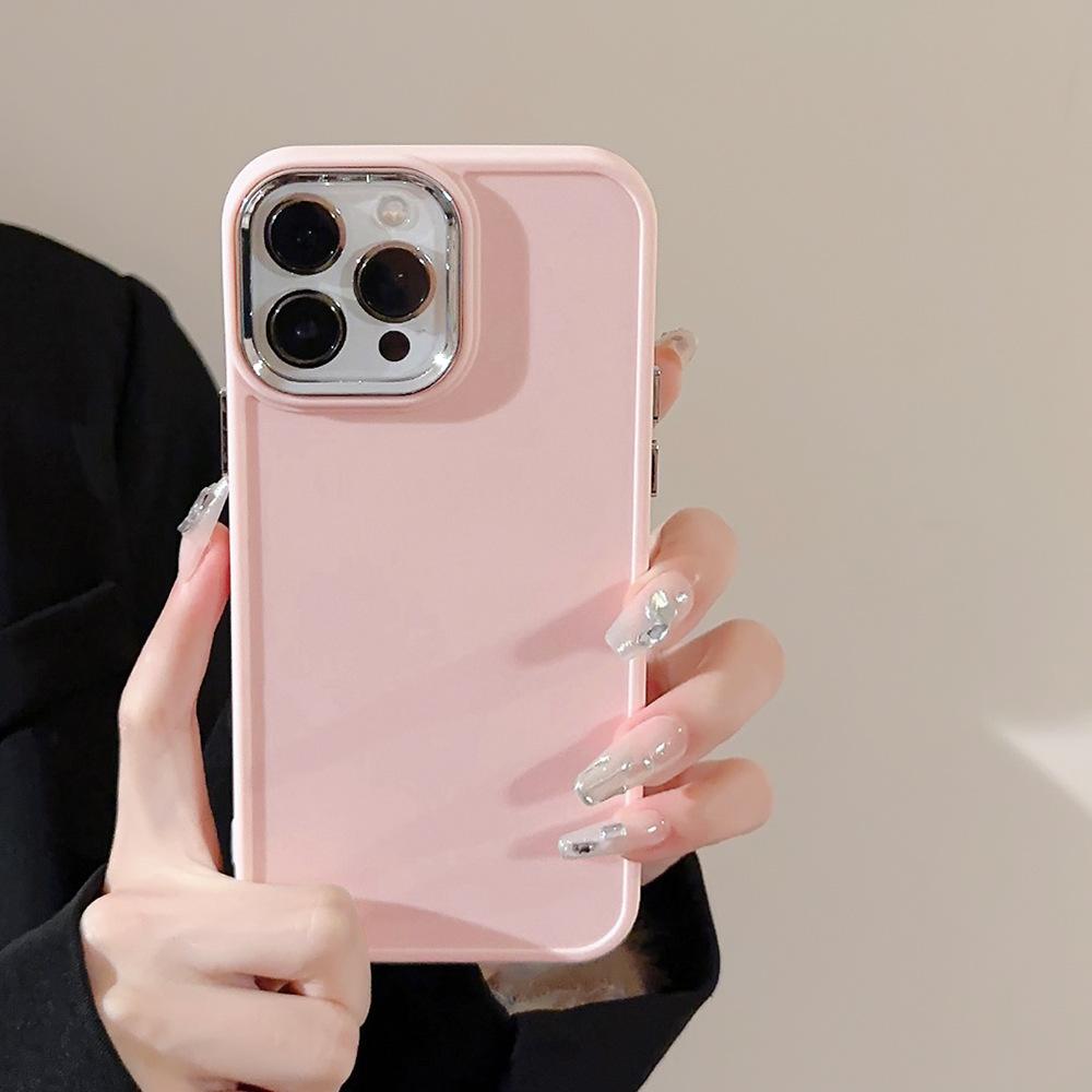 Electroplated Lens for IPhone16 for 17promax for Apple Phone Case 14 Silicone 11 Simple Solid Color