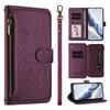 For Samsung Galaxy A37 5G Leather Case Butterfly Floral Imprint Zipper Wallet Stand Cover with Wrist Strap