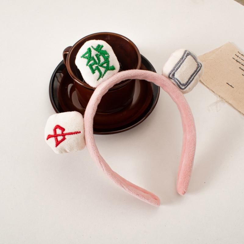 Плюшевая повязка для волос Маджонг Мягкие спа-повязки Эластичный тюрбан Нескользящий Креативный эластичный хедрэп для умывания лица, макияжа