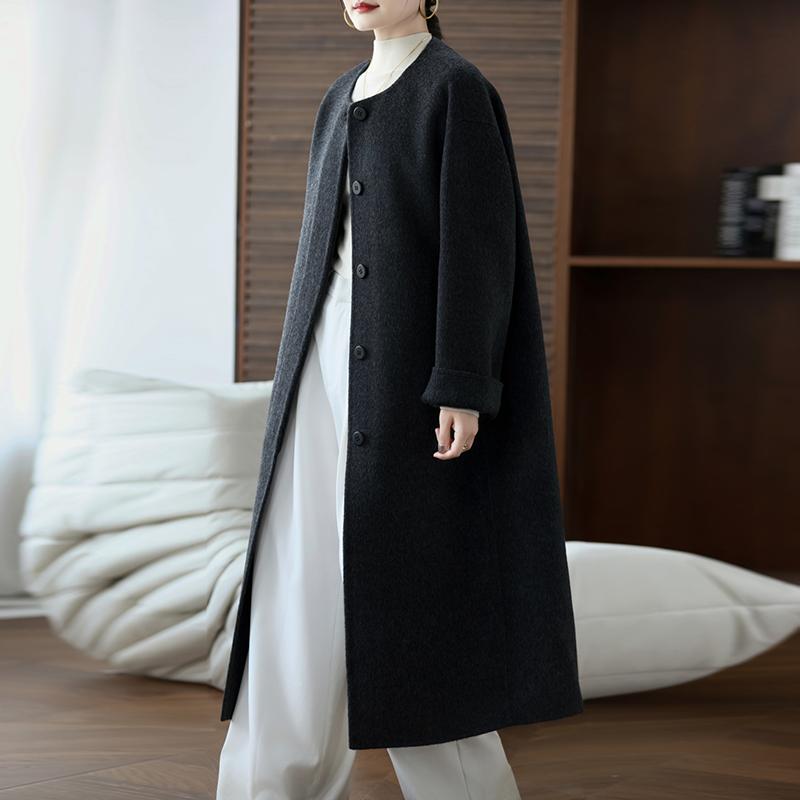 Женское пальто из 100% шерсти TIDENOVEL Осеннее шерстяное длинное пальто Ручной работы Пальто-бушлат Зимняя теплая шерстяная длинная куртка Пальто