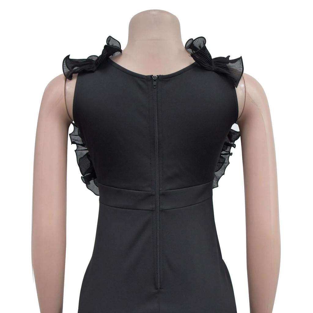 V-neck Sleeveless Long Split Dress - European & American Fashion Women's Clothing (C7013)