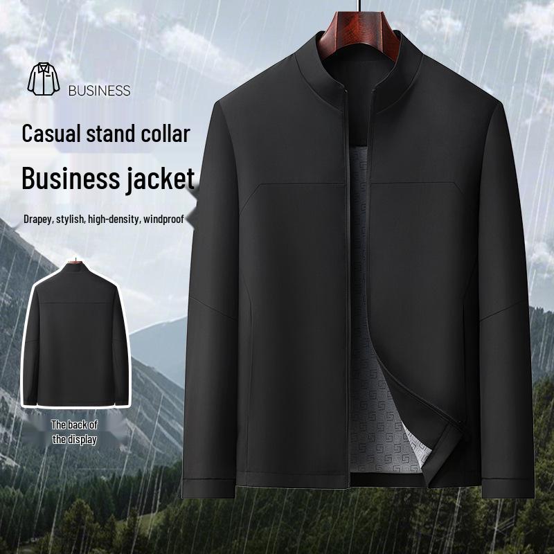 Мужская весенне-осенняя куртка в стиле business casual с воротником-стойкой