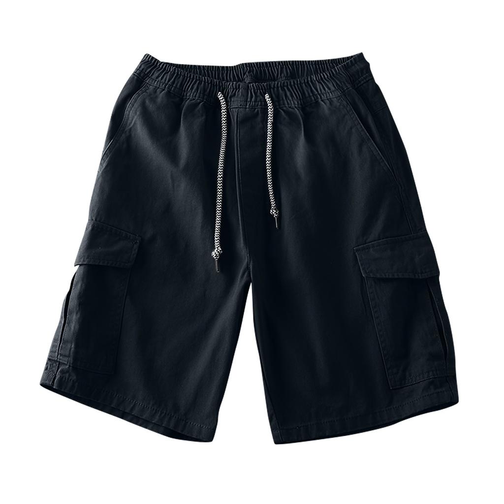 Мужские летние шорты-карго с несколькими карманами. Мужские повседневные модные однотонные свободные шорты-карго.