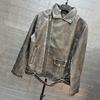 American Retro Leather Jacket Women's Short Autumn Style New Washed Distressed Pu Leather Jacket Motorcycle Jacket