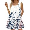 Женское модное повседневное платье без рукавов с квадратным вырезом, плиссированное платье-майка, пляжные платья с принтом