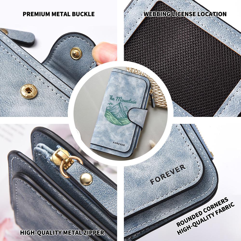 Vintage Mountain Pattern Wallet Portable Multi Card Slot Long Purse Fashion Casual Daily Use Cash Holder