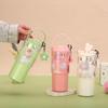 Creative Flower Thermos Cup Stainless Steel Straw Cup Portable Portable Double Drink Car Cup