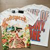 New Meichao Godspeed Skull Rock Band Crew Neck Wash Black Short Sleeve T-Shirt Couple Same Style