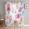 Ice Cream Cartoon Smiley Colorful Sheer Curtains Modern Gauze Curtain for Living Room Bedroom Voile Yarn Curtains