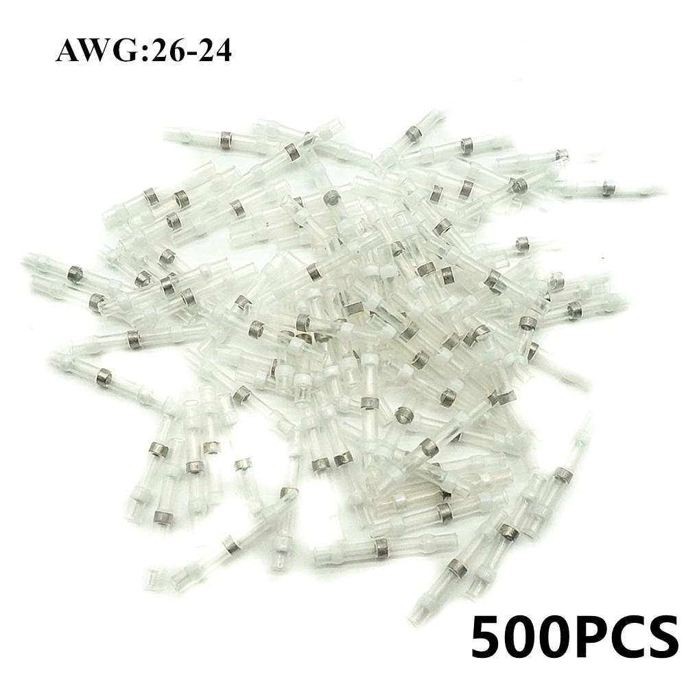 AWG26-24 100/300/500 шт., термоусадочная муфта для пайки, изолированная, водонепроницаемая, электрические разъемы для стыкового провода, комплект клемм