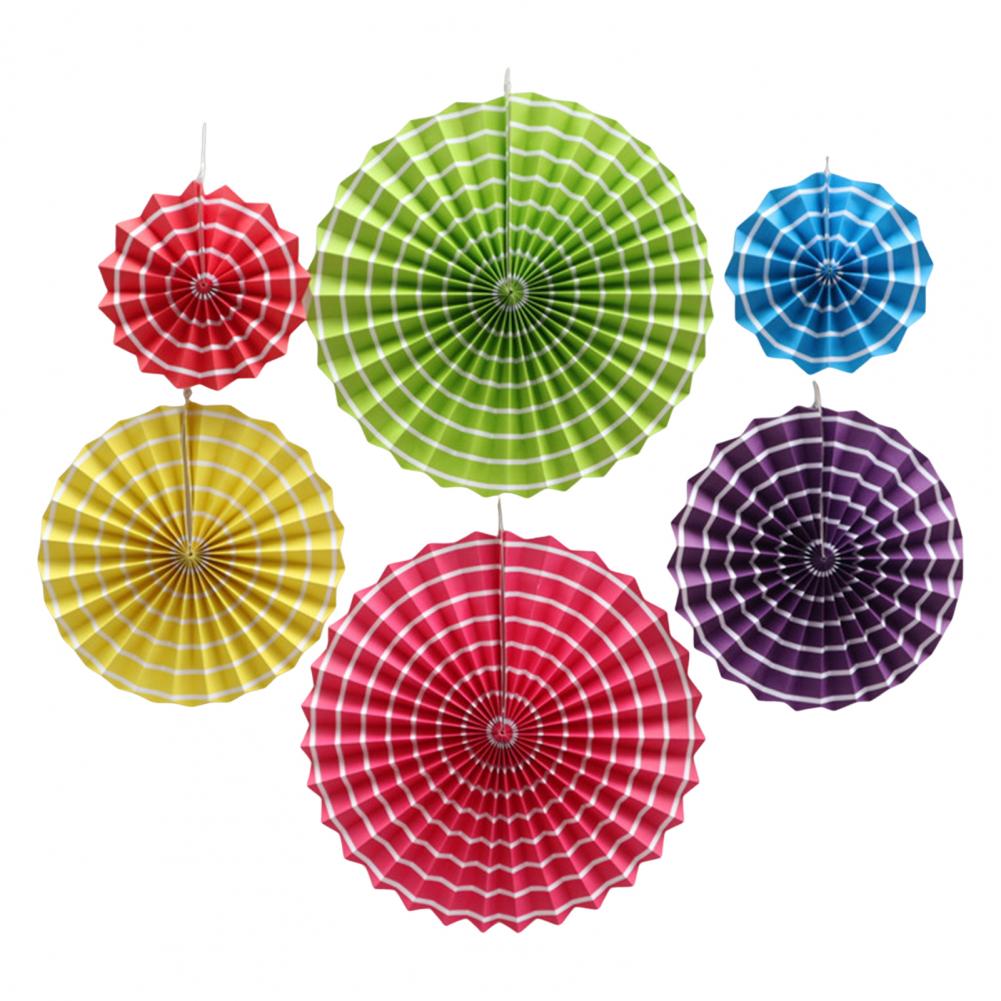 6Pcs Tissue Paper Lantern/Pom Poms Flower/Rosette Fans Paper Fan Wall Decoration Background Ceiling Hanging Ornaments