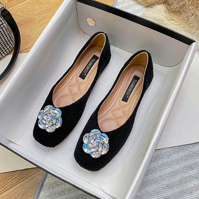 5662025 туфли на плоской подошве женские высококлассные квадратный носок мягкая кожа мягкая подошва красные одинарные туфли большой размер свадебные туфли