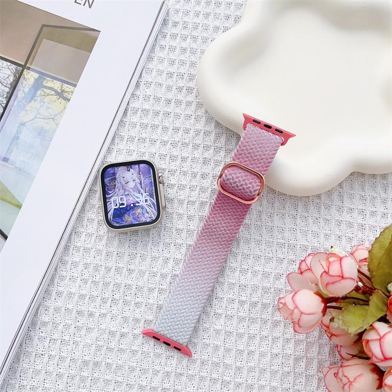 Радужный вязаный ремешок для Apple Watch Band Ultra 49 мм, 44 мм, 40 мм, 45 мм, 41 мм, 42 мм, металлический браслет на запястье iWatch Series 8 7 6 5 SE 4 3