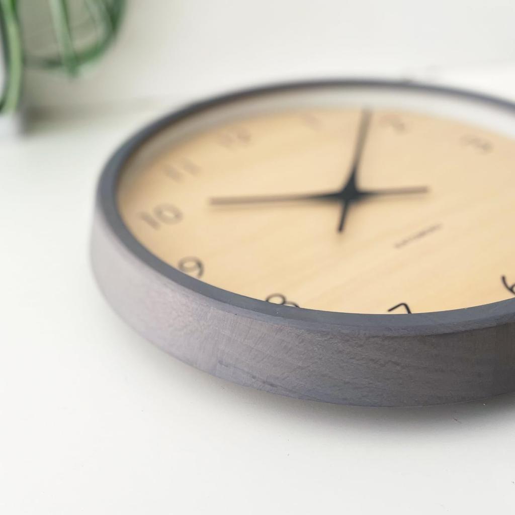 KATOMOKU Muku Clock Gray Wall Continuous Second Hand Diameter 7, Dial, km-83GRRC Clock, Movement, 30.0cm (Radio-Controlled Clock)
