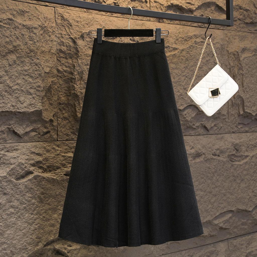 Большой размер Женская зимняя новая модель утягивающая юбка для живота и вяжущая юбка Fat Mm уменьшающая возраст средней длины юбка-зонтик большого размера