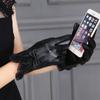 Ladies' Gloves with Bow Lace and Velvet Faux Leather Touch Screen Warm and Windproof  PU Leather Gloves  Simple and Elegant