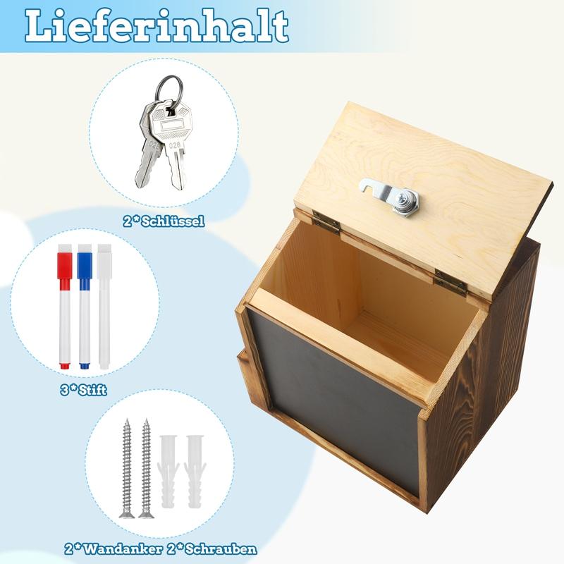 Деревянный ящик для предложений, запираемая настенная урна для голосования с карманом, ящик для пожертвований, многоцелевой ящик для пожертвований