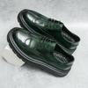Men Oxfords Black Brogues Platform Elevator Formal Business Shoes Height Increase Green Thick Sole Leather Shoes