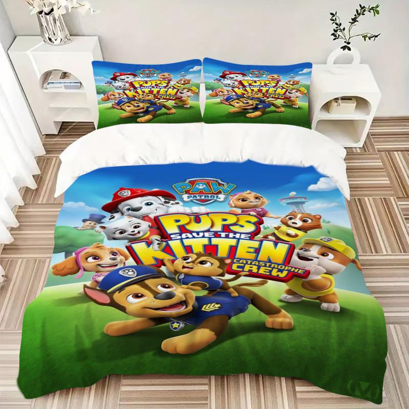 Pups Rescue Kitten Crew Print 3Pcs Bedding Setduvet Cover With 2 Bedropillowcase Home Birthday Gift