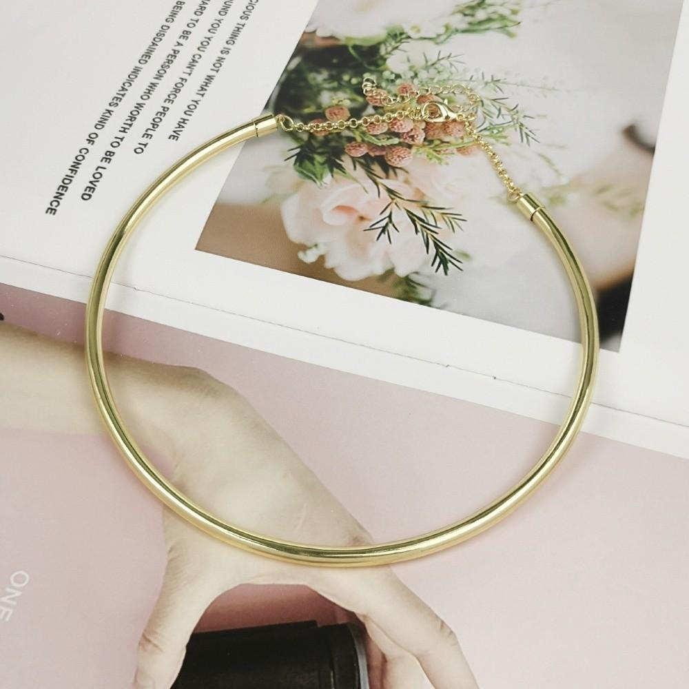 Silver Round Collar Neck Ring Metal Neck Ring Necklace Fashion Round Necklace For Women Men