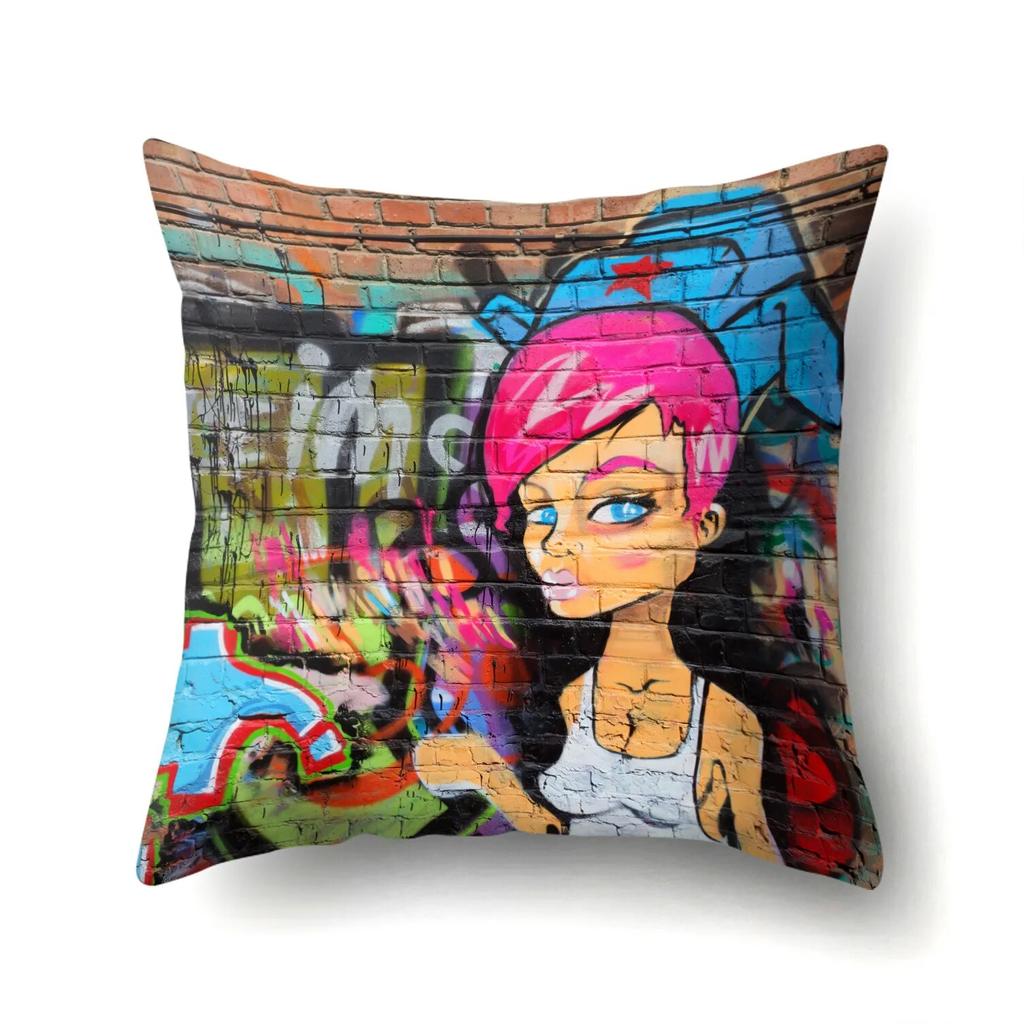 Наволочка с граффити, офисная наволочка для гостиной, поясничная подушка