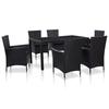 VidaXL 7-Piece Outdoor Dining Set Woven Resin Black
